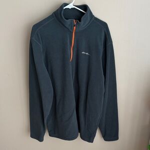 Eddie Bauer XLT lightweight fleece pullover gray quarter half zip Mens XL Tall